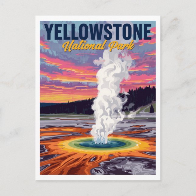 Carte Postale Grand Prismatic Spring Geyser Art (Devant)