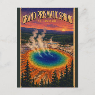 Carte Postale Grand Prismatic Spring Yellowstone Voyage Rétro 