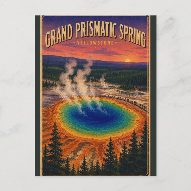 Carte Postale Grand Prismatic Spring Yellowstone Voyage Rétro  (Devant)