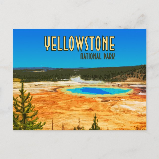 Carte Postale Grand Prismatic Yellowstone National Park Vintage (Devant)