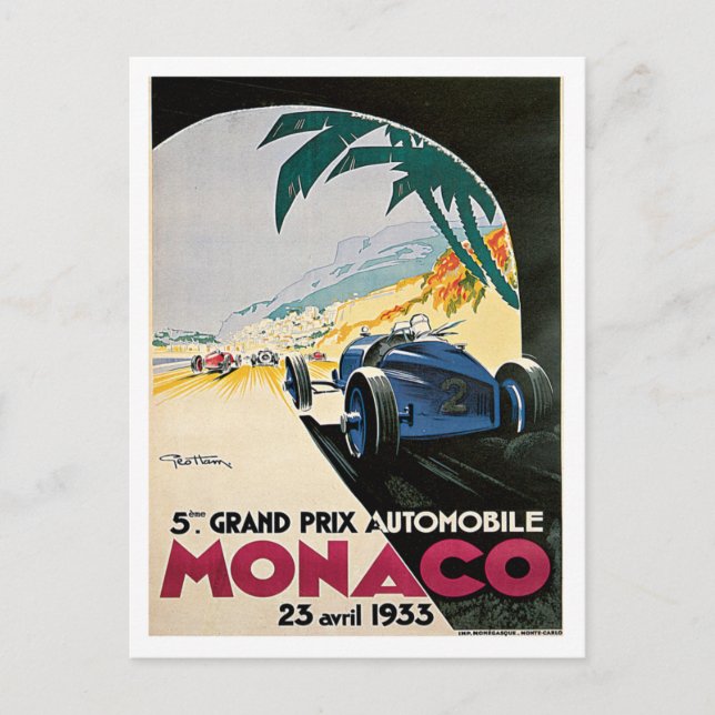 Carte Postale Grand Prix automobile de Monaco (Devant)