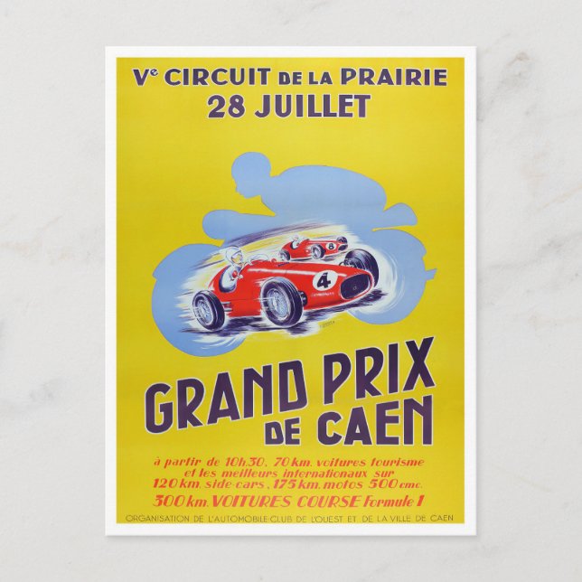 Carte Postale Grand Prix de Caen Course vintage (Devant)