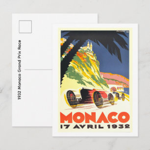 Carte Postale Grand Prix de Monaco 1932