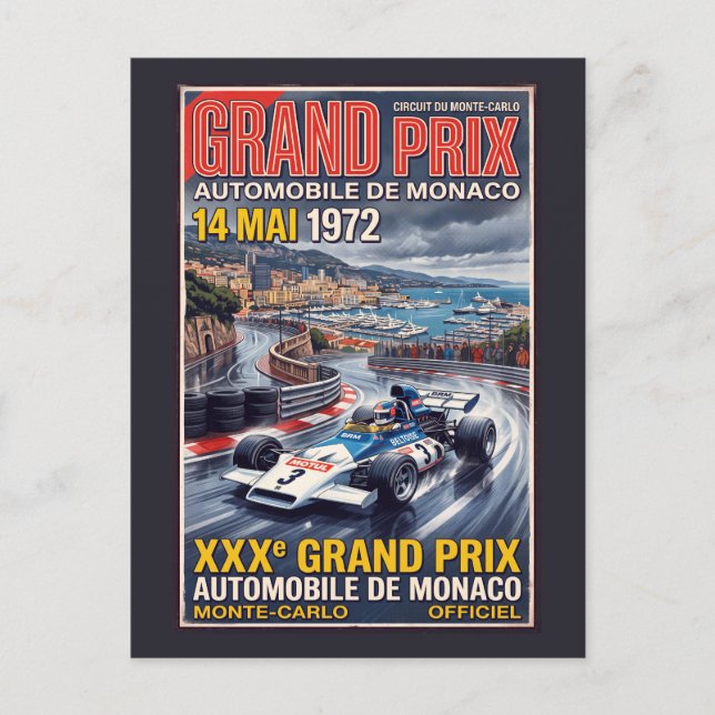 Carte Postale Grand Prix de Monaco de course rétro (Devant)
