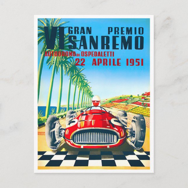 Carte Postale Grand Prix d'Italie de San Remo 1951 (Devant)