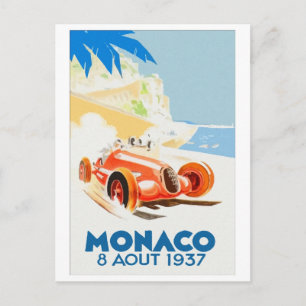 Carte Postale Grand Prix Monaco 1937 aquarelle