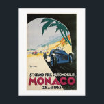 Carte Postale Grand Prix vintage de Monaco<br><div class="desc">Un poster vintage de publicité voyage à Monaco.</div>