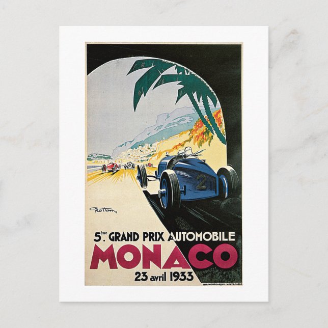 Carte Postale Grand Prix vintage de Monaco (Devant)
