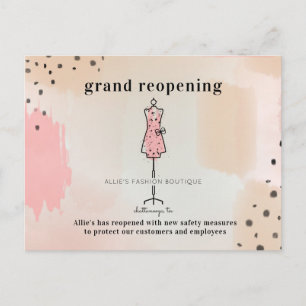 Carte Postale Grand Réouverture Vêtements Boutique Store Rose
