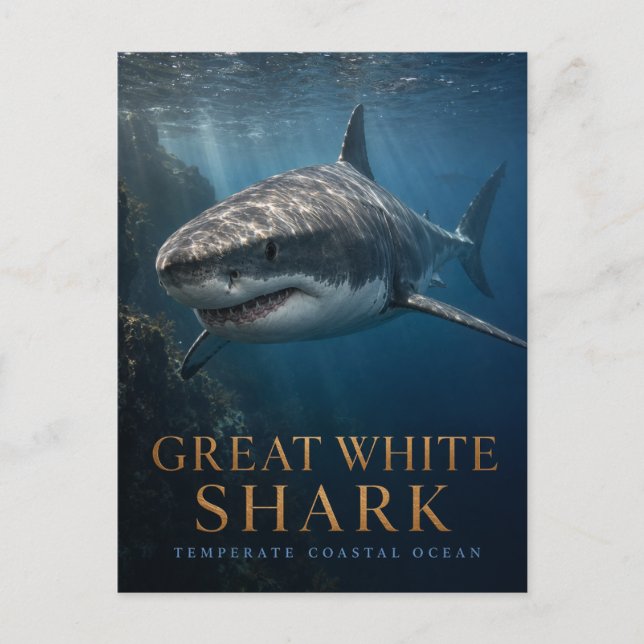 Carte Postale Grand requin blanc Animaux de l'océan côtier (Devant)