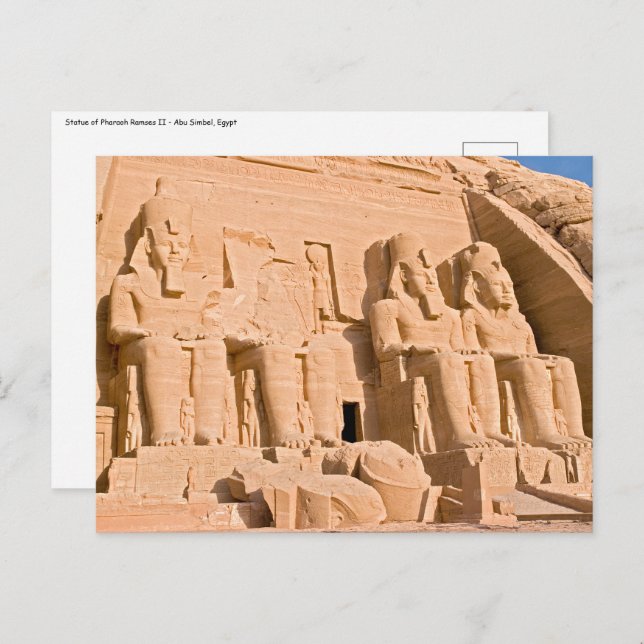Carte Postale Grand Temple d'Abu Simbel - Ramsès II - Égypte (Devant / Derrière)