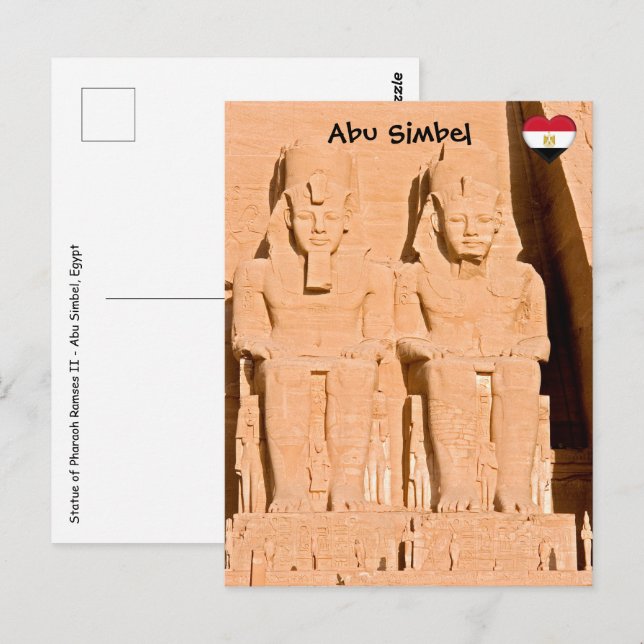 Carte Postale Grand Temple d'Abu Simbel - Ramsès II - Égypte (Devant / Derrière)