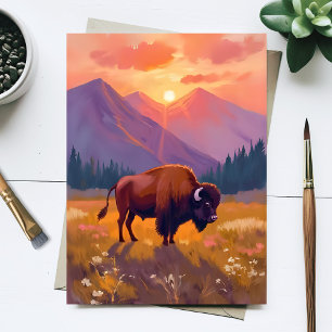 Carte Postale Grand Teton Bison   Peinture de voyage du parc nat