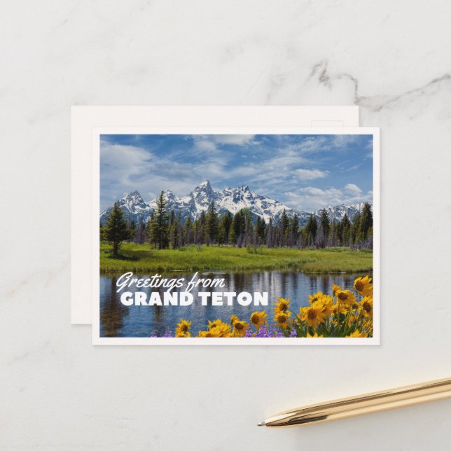 Carte Postale Grand Teton National Park Spring Flower Reflection (Devant/Arrière en situation)