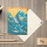 Carte Postale Grand Teton National Park Wyoming Vintage<br><div class="desc">Grande Teton artwork vectorielle dans un design de fenêtre. Le parc comprend les principaux sommets de la chaîne de Teton ainsi que la plupart des sections nord de la vallée connue sous le nom de Jackson Hole.</div>
