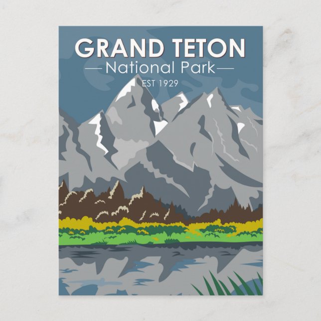 Carte Postale Grand Teton Parc National Wyoming Vintage (Devant)
