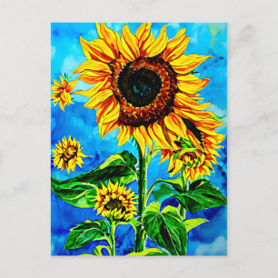 Carte Postale Grand tournesols aquarelle nature