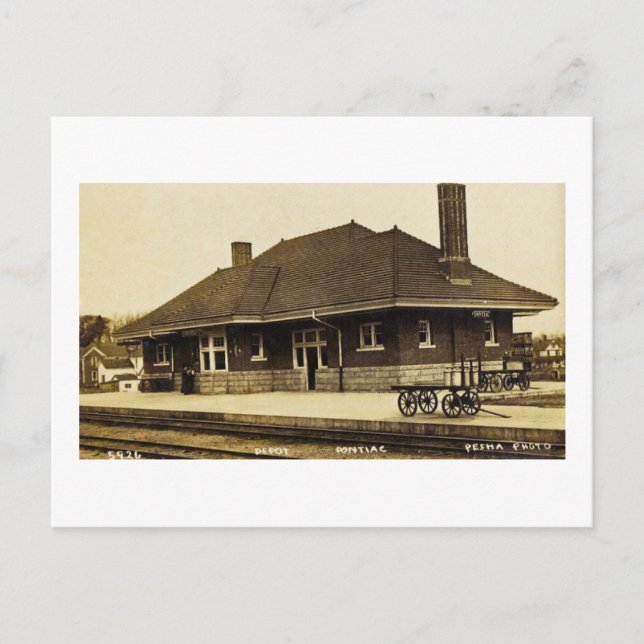 Carte Postale Grand Trunk Depot Pontiac Michigan (Devant)