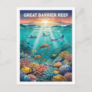 Carte Postale Grande Barrière de Corail Australie Vintage