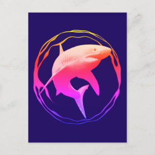 Carte Postale Grande conception graphique de requins blancs