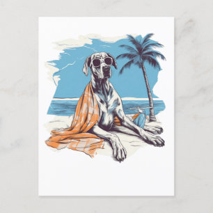 Carte Postale Grande Danse avec lunettes de soleil à la plage