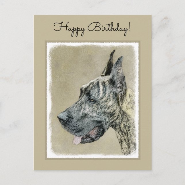 Carte Postale Grande Danse (Brindle) Peinture - Art Chien origin (Devant)