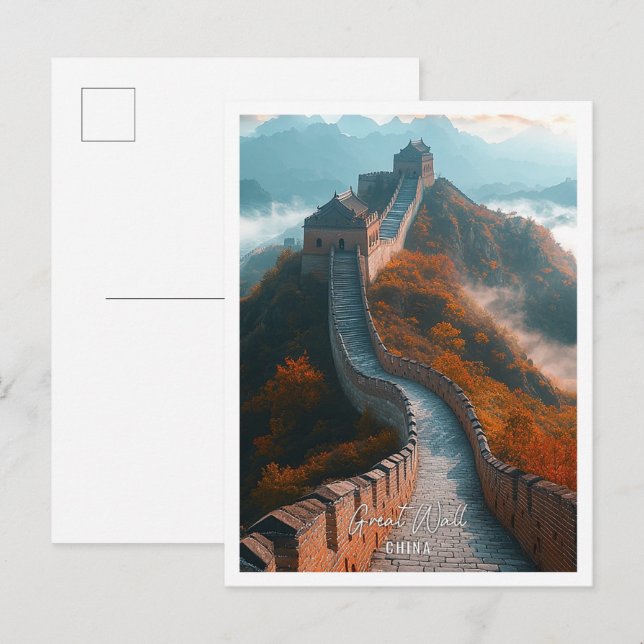 Carte Postale Grande muraille de Chine belle place touristique (Devant / Derrière)