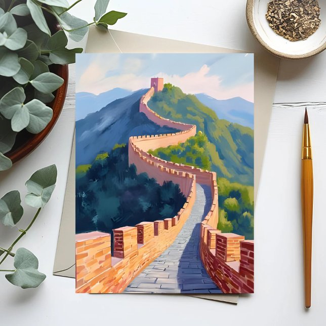 Carte Postale Grande Muraille de Chine peinture (Créateur téléchargé)