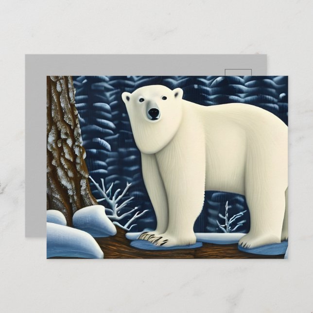Carte Postale Grande Ours Blanc Du Nord (Devant / Derrière)