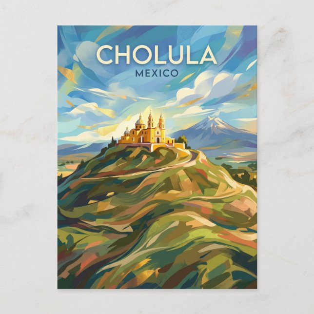 Carte Postale Grande Pyramide de Cholula Mexique (Devant)