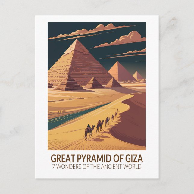 Carte Postale Grande Pyramide de Gizeh Sept Merveilles du Monde (Devant)