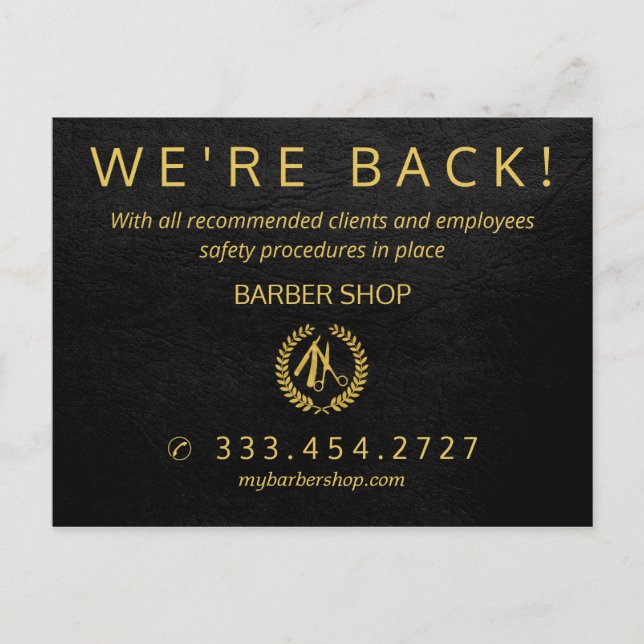 Carte Postale Grande réouverture covid-19 barbier salon faire-pa (Devant)