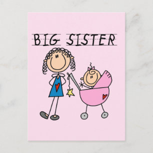 Carte Postale Grande Soeur avec T-shirts Little Sis