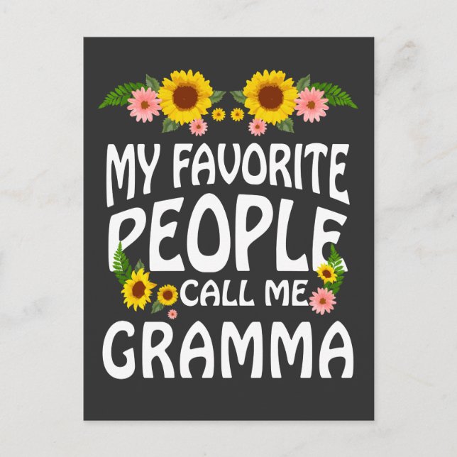 Carte Postale Grandma Cadeau Mes Favoris Appelez-Moi Gramma (Devant)