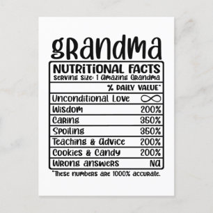 Carte Postale Grandma - Faits nutritionnels