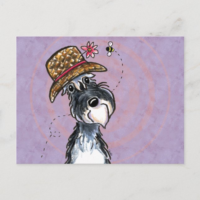 Carte Postale Grandma Schnauzer Flower Casquette Off-Leash Art™ (Devant)