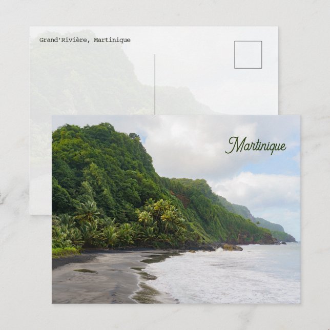 Carte Postale Grand'Rivière Martinique Black Sand Beach Nature (Devant / Derrière)