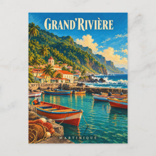 Carte Postale Grand'Rivière Martinique Vintage Travel Poster
