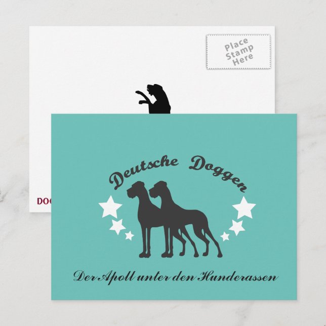 Carte Postale Grands Danois Légendés (Devant / Derrière)