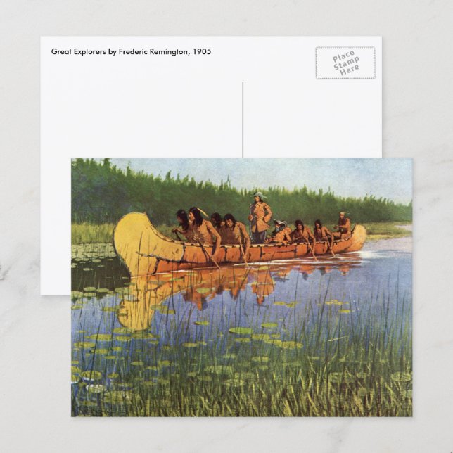 Carte Postale Grands Explorateurs par Remington, Pionniers de l' (Devant / Derrière)