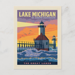 Carte Postale Grands Lacs Lac Michigan