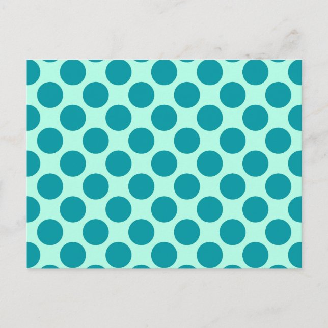 Carte Postale Grands points rétro - aqua et turquoise (Devant)