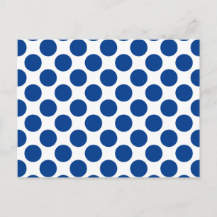 Carte Postale Grands points rétro - bleu cobalt et blanc