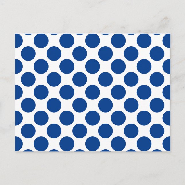 Carte Postale Grands points rétro - bleu cobalt et blanc (Devant)