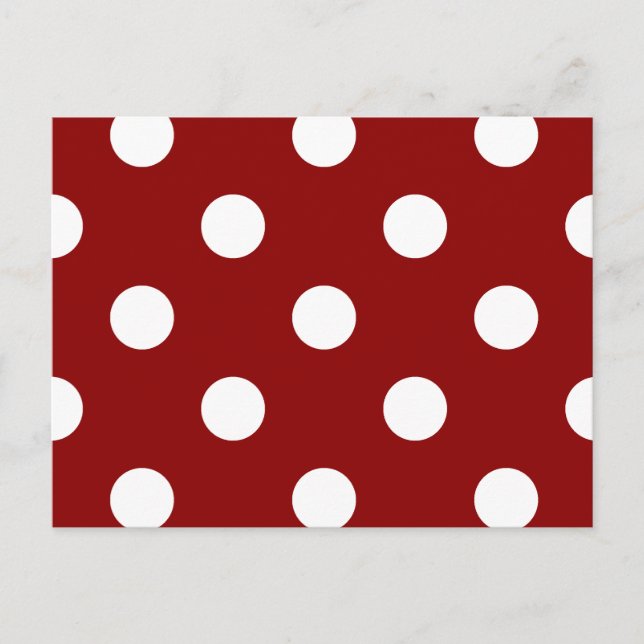 Carte Postale Grands Pois - Blanc sur Rouge foncé (Devant)