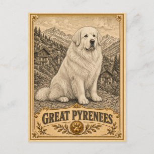 Carte Postale Grands Pyrénées, Chien du Patrimoine Vintage