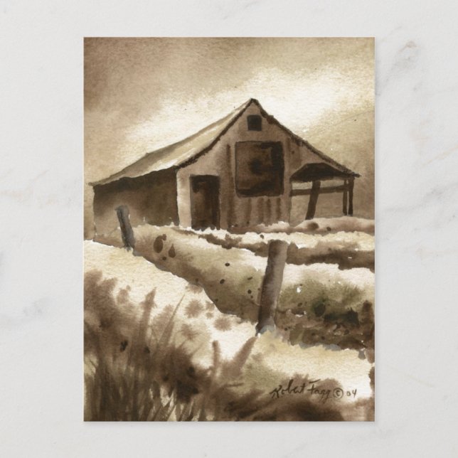 Carte postale "Grange en bleu" Country Roads (Devant)