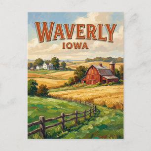 Carte Postale Grange rouge près de Waverly Iowa