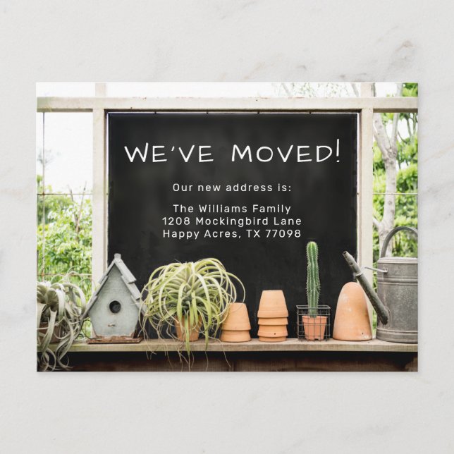 Carte Postale Grange Rustique Abri de Jardin Nous Avons Déménagé (Devant)