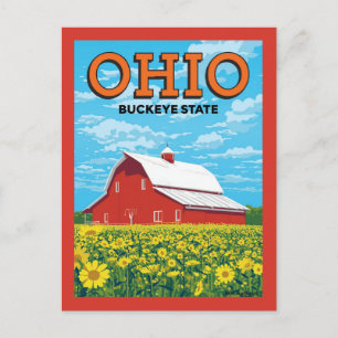 Carte Postale Grange vintage de l'État Buckeye de l'Ohio